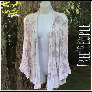 Free People pastel floral rayon kimono